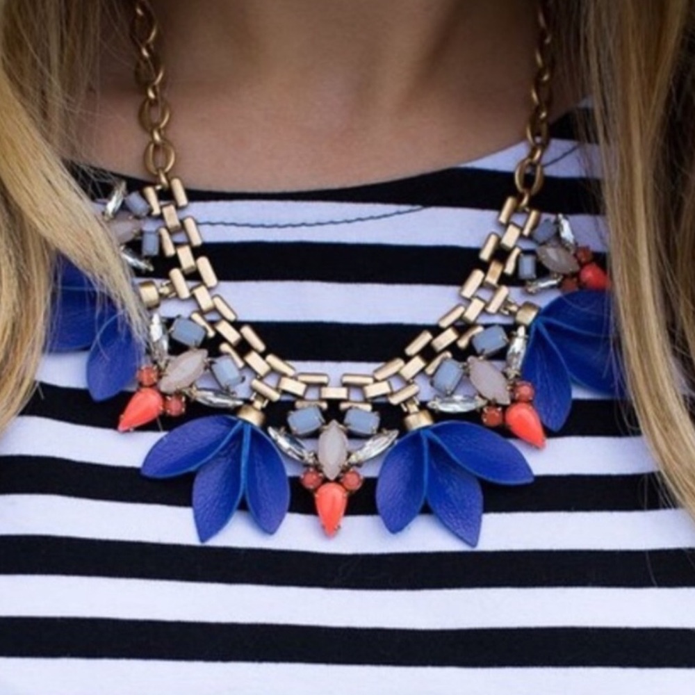 Melia Statement Necklace with blue/orange accents